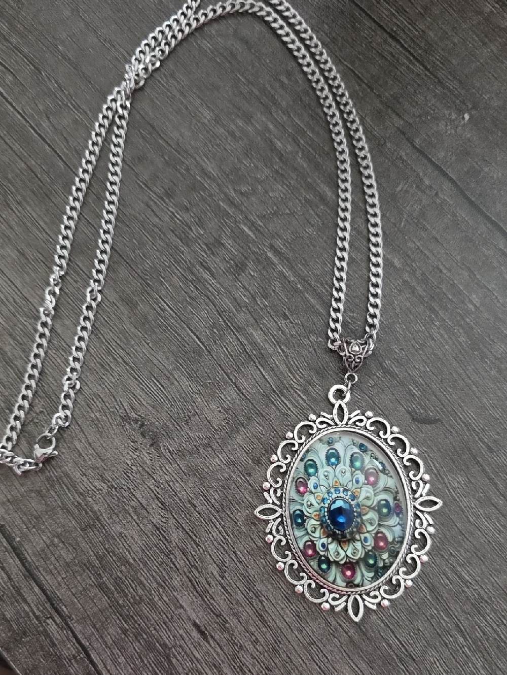 Bohemian Blue  Pendant Necklace - Silver-Tone Women’s Jewelry